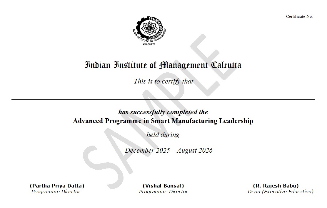 IIMC Advanced Programme in Smart Manufacturing Leadership Certificate